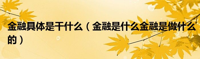 球友会金融具体是干什么（金融是什么是做的）(图1)